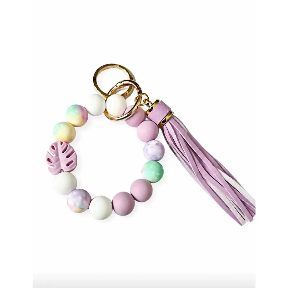Silicone Pastel Beaded Wrist Bag Charm New